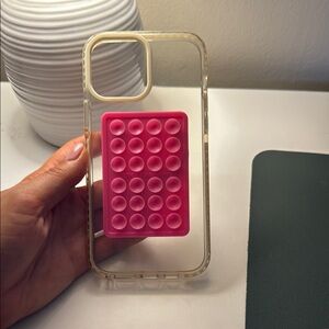 Transparent Phone Case with Pink Pop-It